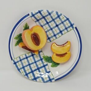 Bella Casa Fruit Wall Plate 3D By Ganz Peaches  8" Diameter Decorative